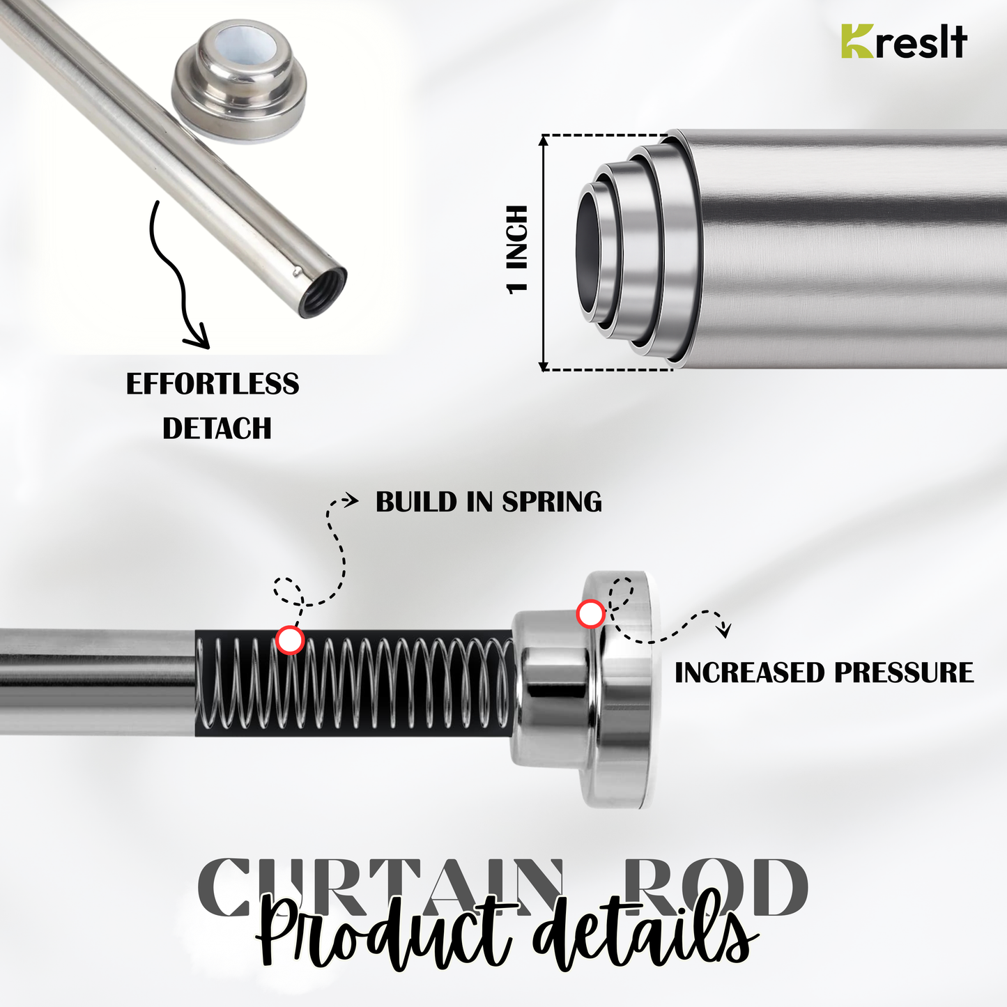 Adjustable No-Drill Curtain Rod for Home, Office & Bathroom